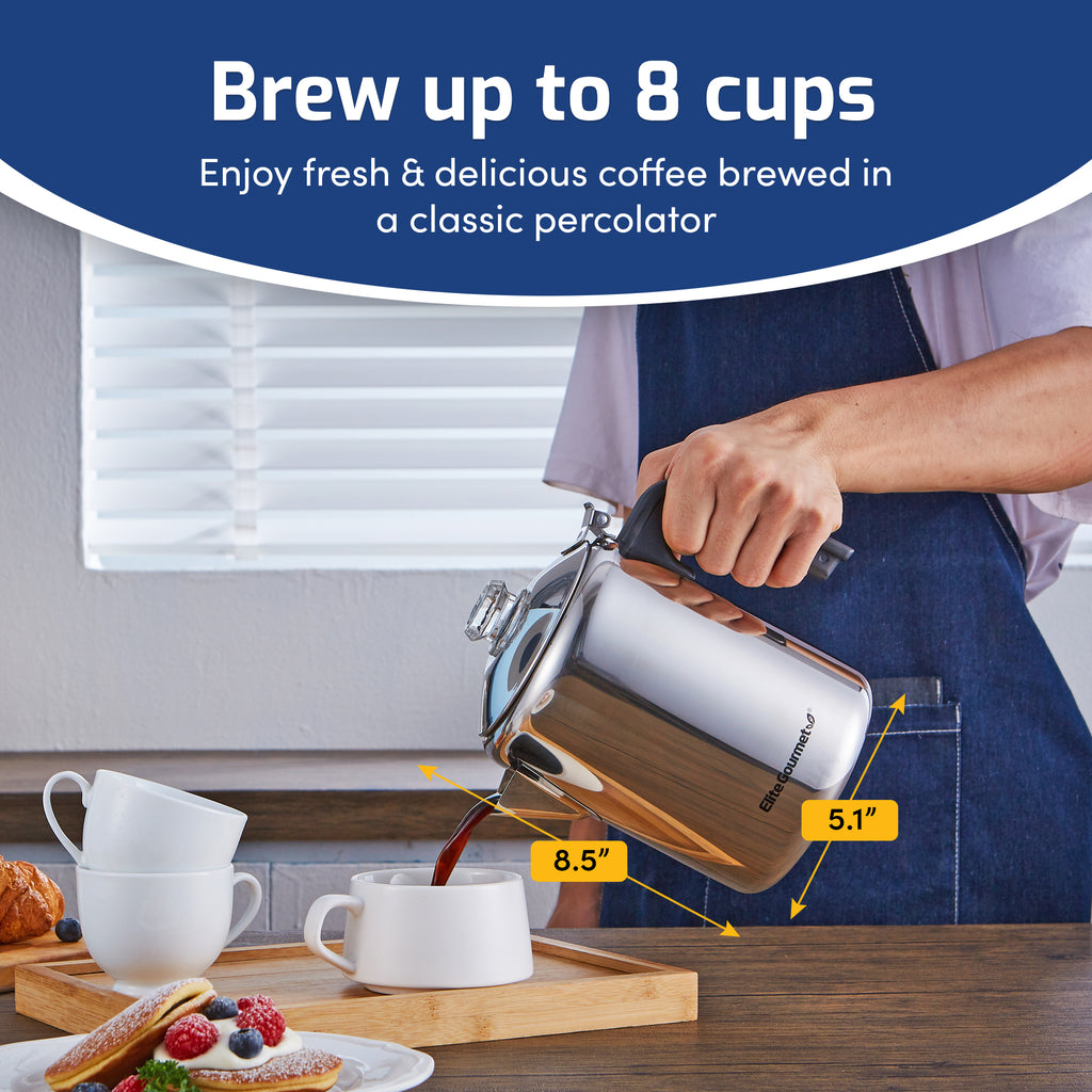8 Cup Stainless Steel Stovetop Coffee Percolator