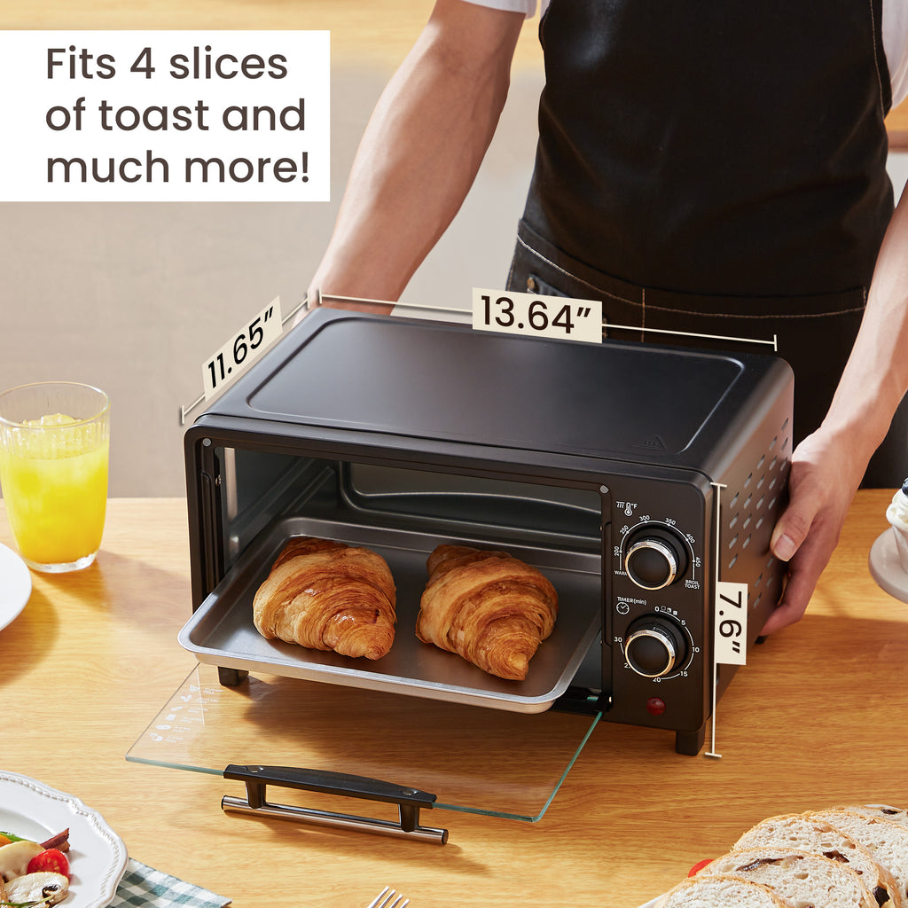 4-Slice Toaster Oven with 30-Min Timer & Temperature Controls