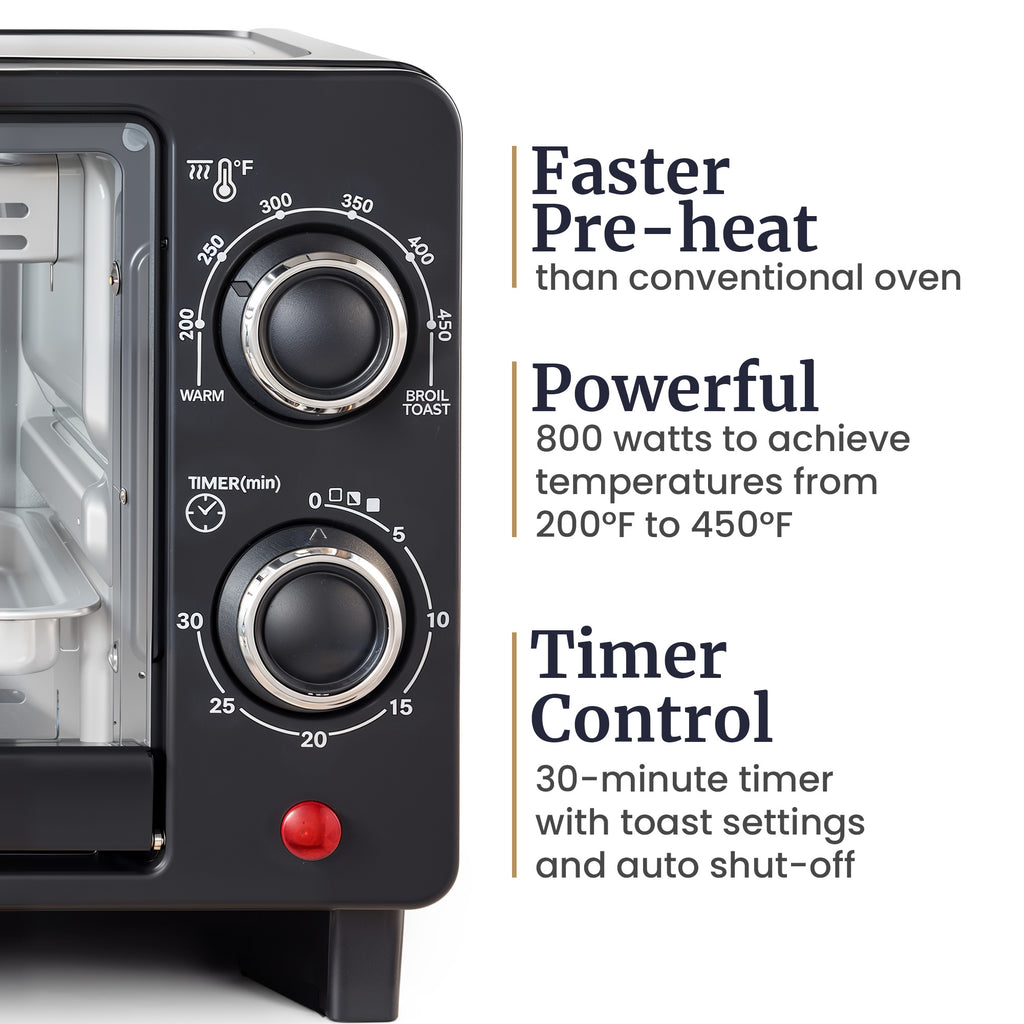 4-Slice Toaster Oven with 30-Min Timer & Temperature Controls