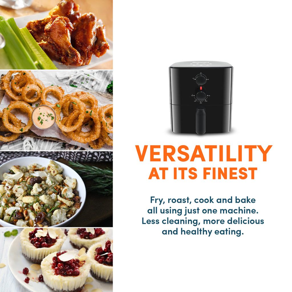 VERSATILITY AT ITS FINEST Fry, roast, cook and bake all using just one machine. Less cleaning, more delicious and healthy eating.