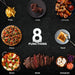 8 MENU FUNCTIONS Fries, Cake, Chicken, Toast, Dehydrate, Steak, Warm, Pizza