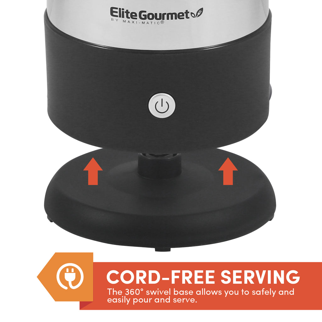 CORD-FREE SERVING The 360° swivel base allows you to safely and easily pour and serve.