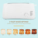 6 TOAST SHADE SETTINGS perfect customization of any piece of bread. Breads with different shades.