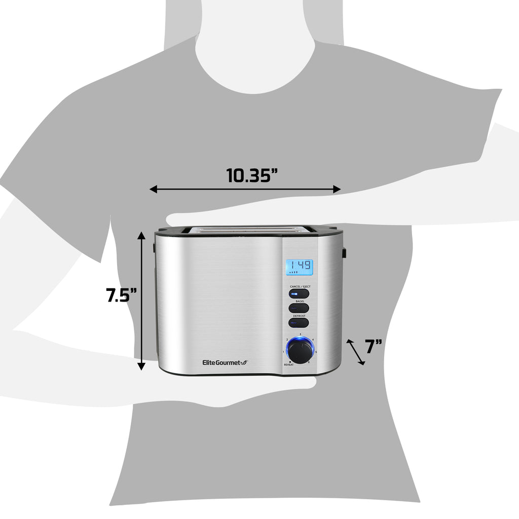 Toaster dimension: 10.35" in length. 7.5" in height. 7" in width.