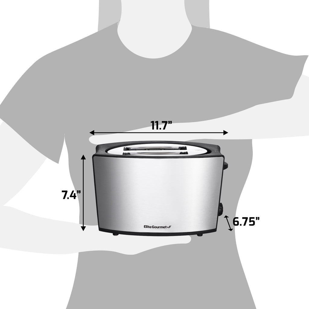 Toaster dimension: 11.7" in length. 7.4" in height. 6.75" in width.