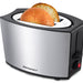 2 Slice stainless steel toaster with bagel slices in the wide slots.