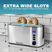 EXTRA WIDE SLOTS 10" x 1.5" accommodates regular & thick cut slices of bread.