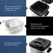 Non-removable Enamel coated inner container for easy clean up. Dishwasher-safe stainless steel frying basket holds up to 1 lb of food. Lid with charcoal air filter and viewing window.