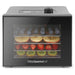 Electric Food Dehydrator with blueberries, apple slices, strawberries and kiwi drying inside.
