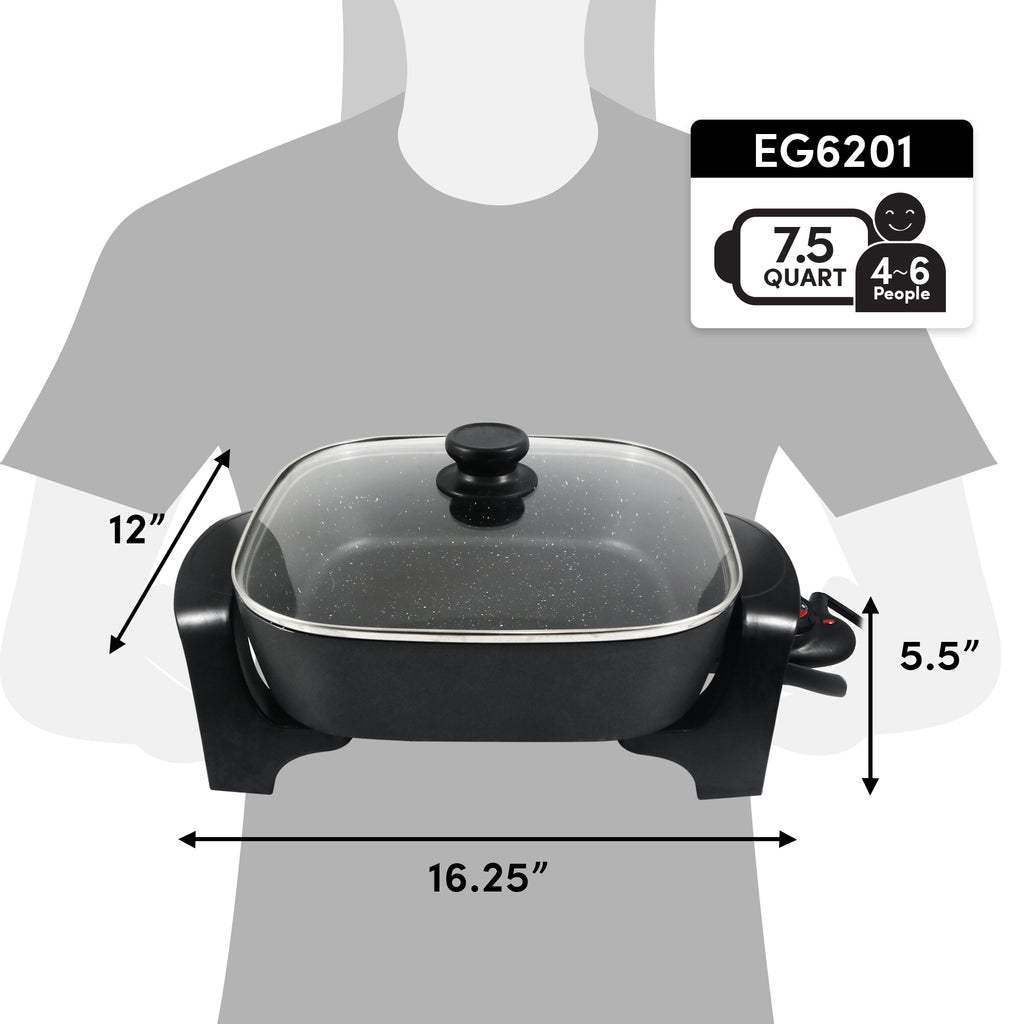 7.5 Quarter (4~6 people), 16.25" Width x 5.5" Height x 12" Depth