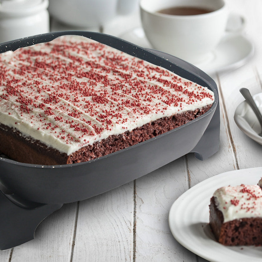 Cake in the Elite Gourmet Nonstick Electric Skillet.