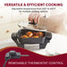 Versatile & Efficient Cooking.  Adjustable temperature from 200F to 425F for multiple cooking options.  Removable Thermostat Control.