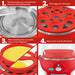 1. Fill measuring cup to desired level and pour onto heating plate. 2. Place egg rack onto base. 3. Place poaching tray or omelet tray on top of egg rack. 4. Place cover & press ON button.