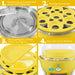 1. Fill measuring cup to desired level and pour onto heating plate. 2. Place egg rack onto base. 3. Place poaching tray or omelet tray on top of egg rack. 4. Place cover & press ON button.