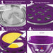 1. Fill measuring cup to desired level and pour onto heating plate. 2. Place egg rack onto base. 3. Place poaching tray or omelet tray on top of egg rack. 4. Place cover & press ON button.