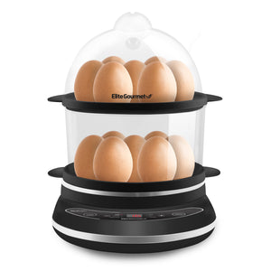 14-Egg Programmable Easy Egg Cooker, Steamer, Poacher (Black)