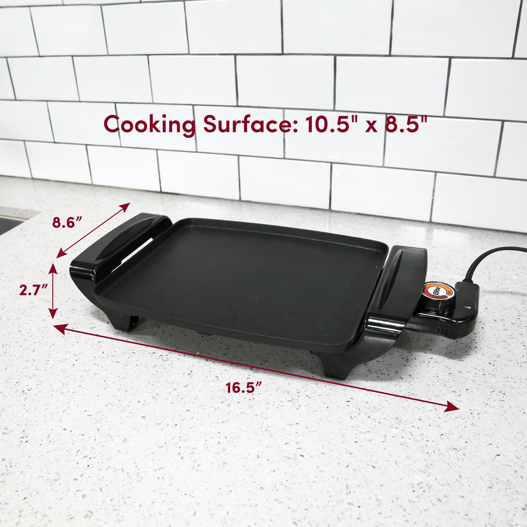 Cooking Surface: 10.5" × 8.5". 16.5" Width x 2.7" Height x 8.6" Depth