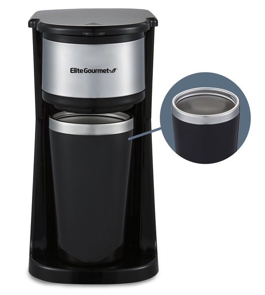 12Oz. Personal Single-Serve Compact Coffee Maker Brewer, Black