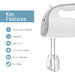 Key Features, 5 Adjustable Speeds, 2 Beaters, Low Noise, One-Button Eject, Beater Storage, Bowl Rest.