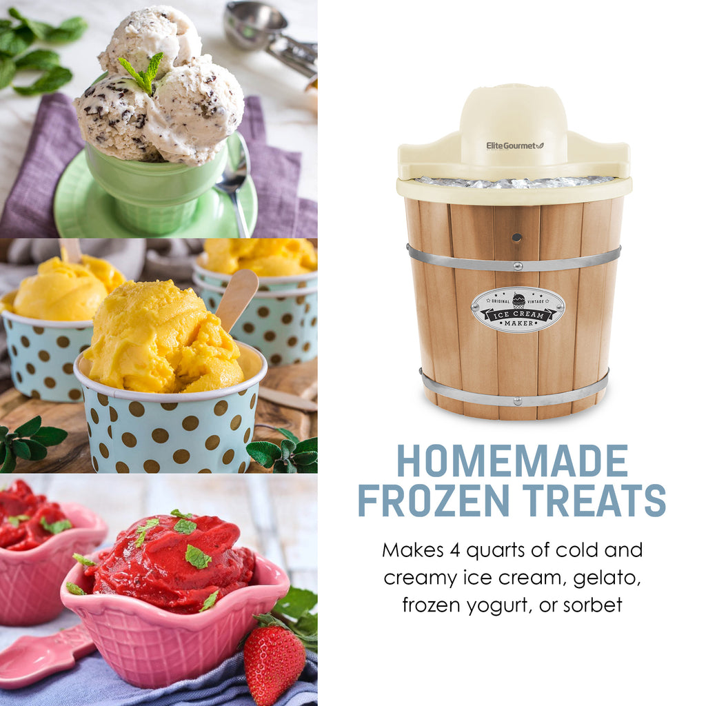 HOMEMADE FROZEN TREATS Makes 4 quarts of cold and creamy ice cream, gelato, frozen yogurt, or sorbet
