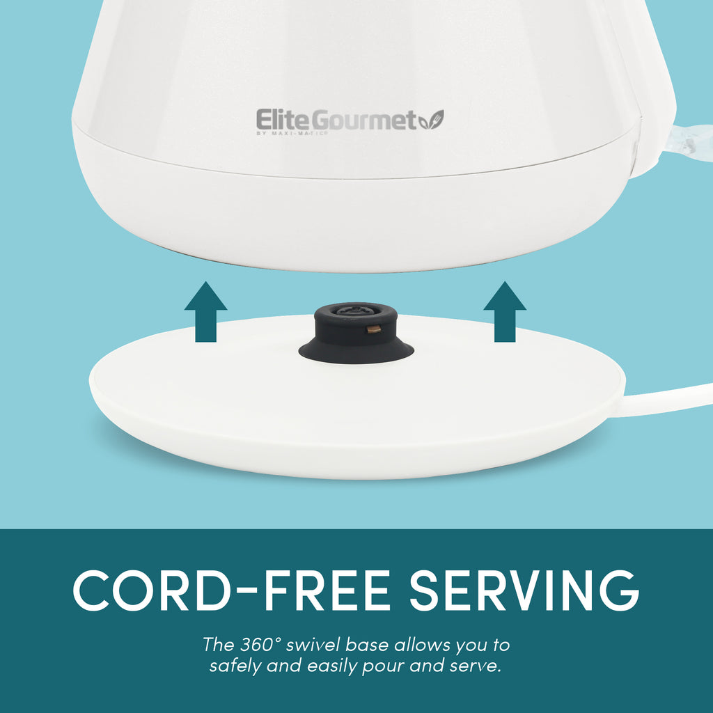 CORD-FREE SERVING The 360° swivel base allows you to safely and easily pour and serve. Kettle levitating from base