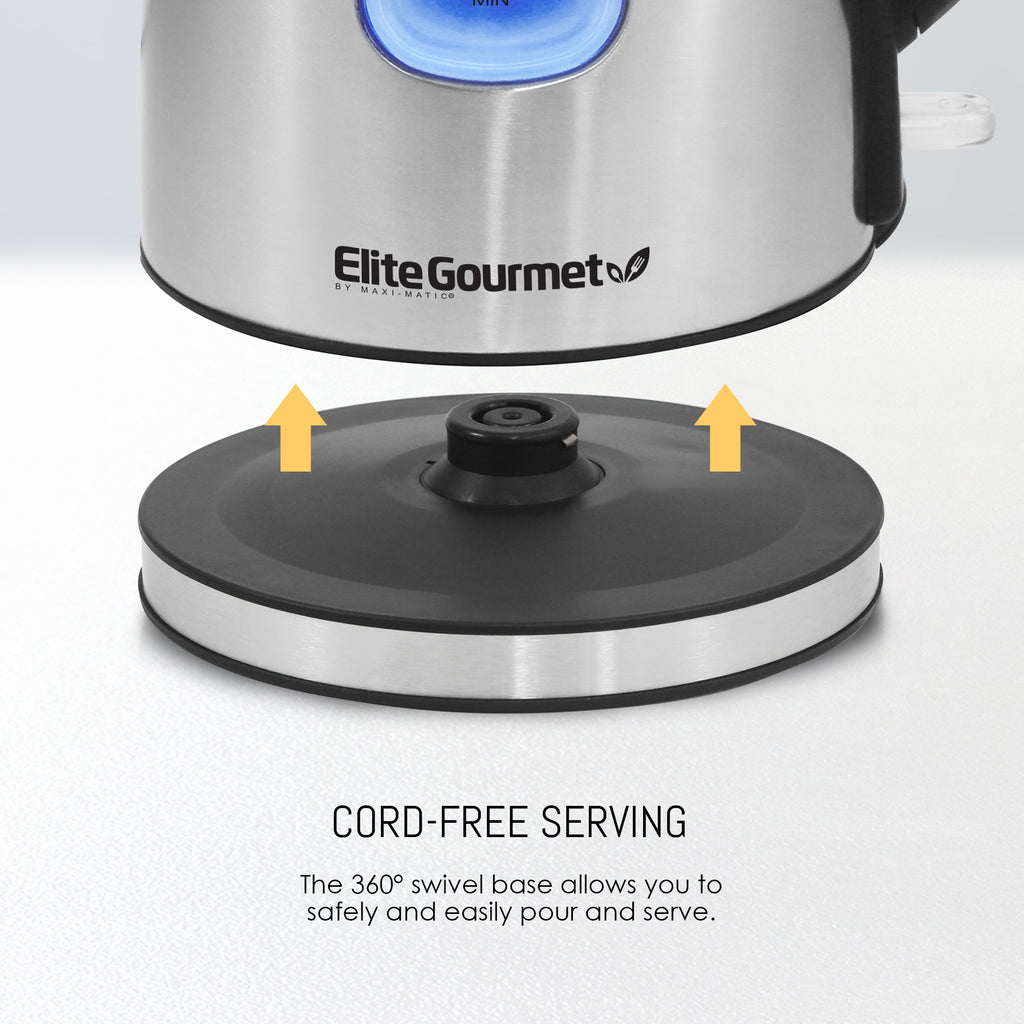 1.7L Stainless Steel Cordless Electric Kettle with Auto Shut-Off
