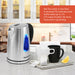 1.7L Stainless Steel Cordless Electric Kettle with Auto Shut-Off