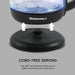 CORD-FREE SERVING The 360° swivel base allows you to safely and easily pour and serve.