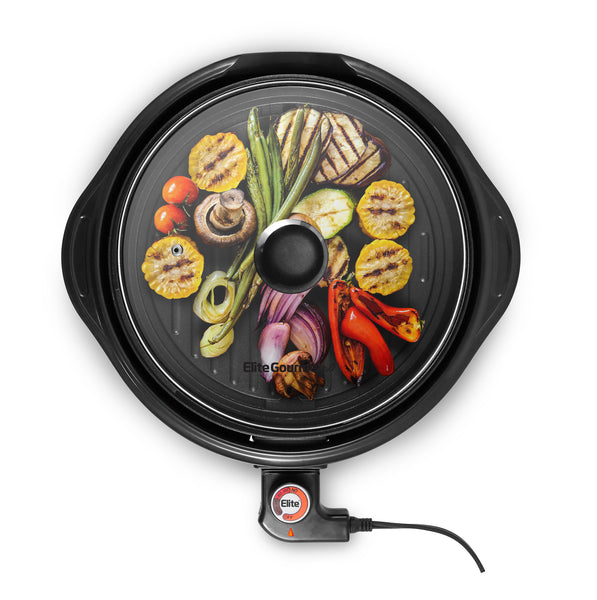 11" Nonstick Electric Indoor Grill with Glass Lid