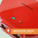 INDICATOR LIGHTS let you know when it's ready to cook. Photo of indicator lights on quesadilla Maker