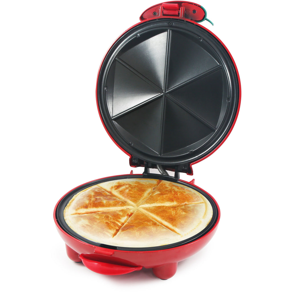 Quesadilla with lid lifted open and cooking quesadilla inside.
