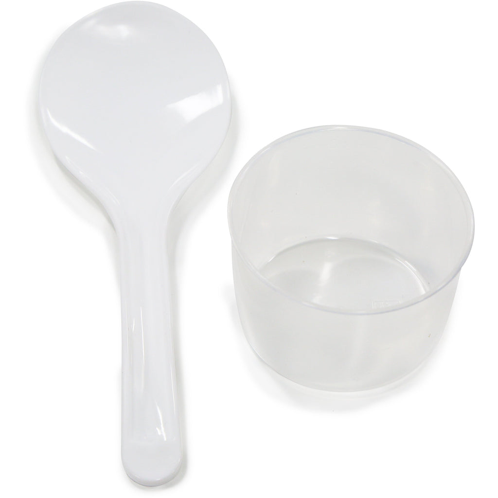 Rice spatula and measuring cup.