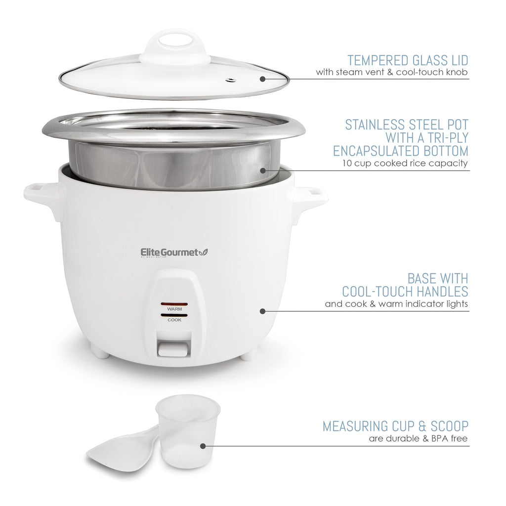 10-Cup Rice Cooker with Stainless Steel Cooking Pot