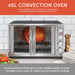 45L CONVECTION OVEN accommodates  two 12" pizzas, casseroles, whole rotisserie chickens and more! 4 rack positions allow you to cook multiple dishes at once - includes 2 wire racks & 1 bake tray for versatile cooking.