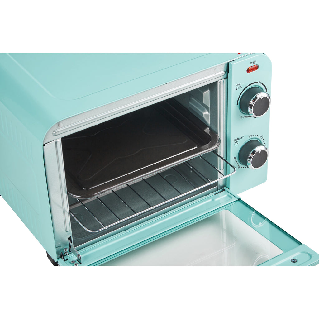 4 Slice Vintage Diner Retro Countertop Toaster Oven door opened