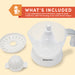 WHAT'S INCLUDED 2 cup capacity juice container, pulp & seed collector, self-reversing cone and motor base. Parts of Elite gourmet Citrus Orange Juicer.