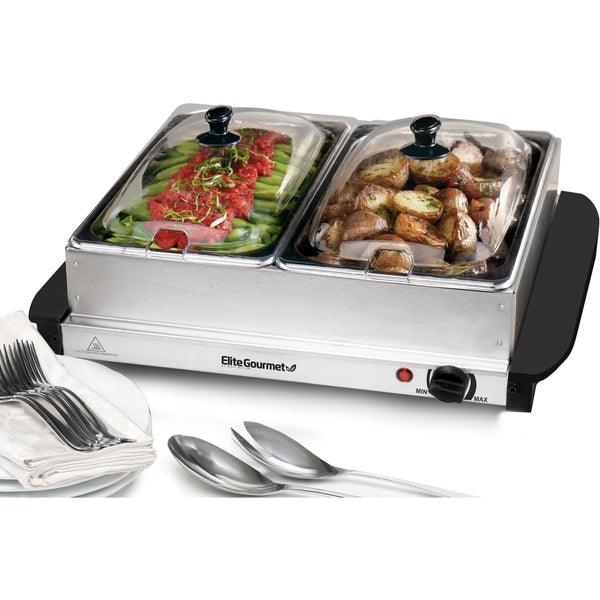 5 Qt. Dual Tray Stainless Steel Buffet Server Food Warmer