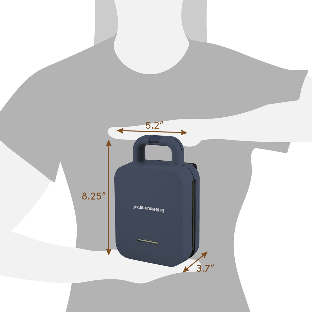 Dimensions, 8.25" height, 3.7" length, 5.2" width