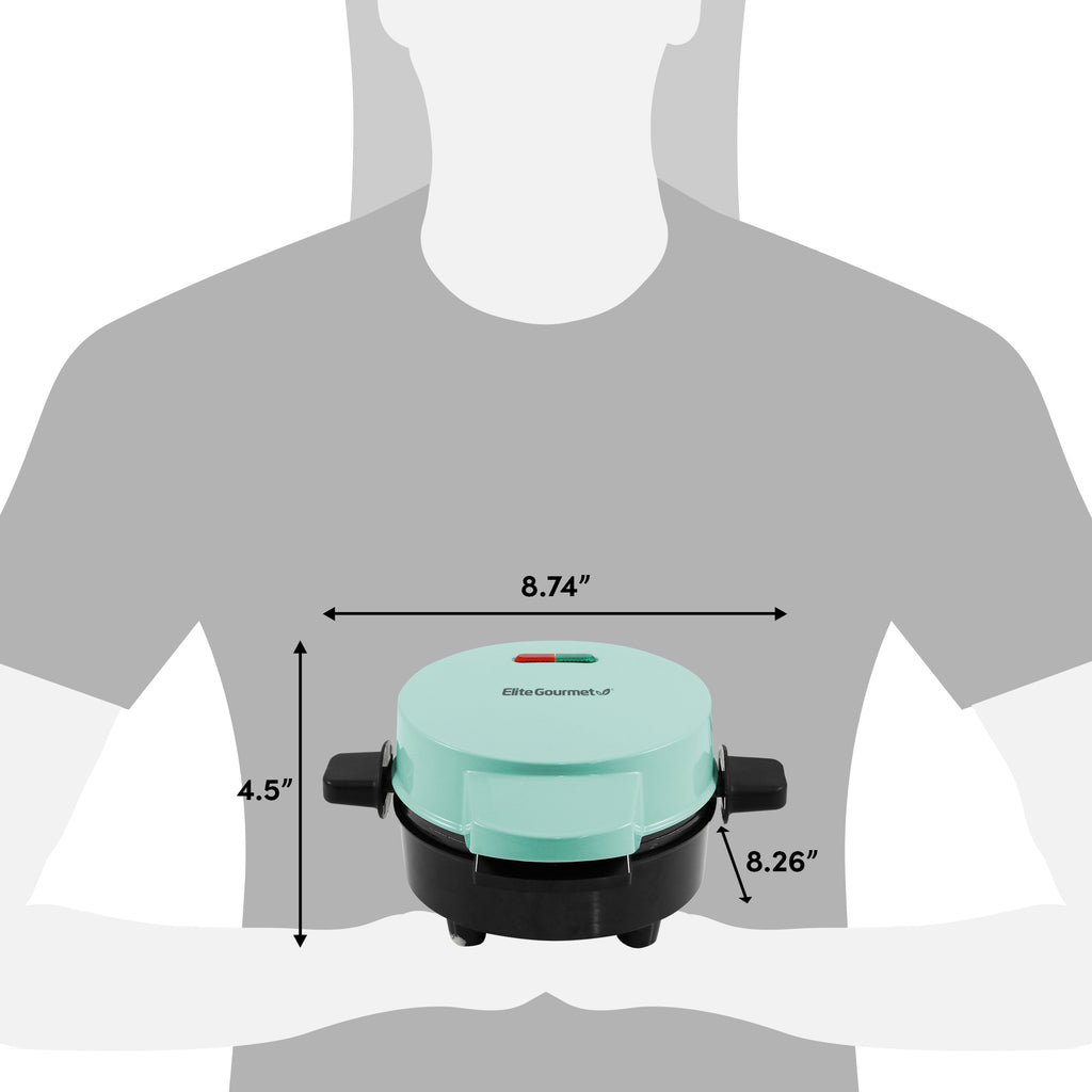 8.74" width (from handle to handle) 4.5" height, 8.26" depth