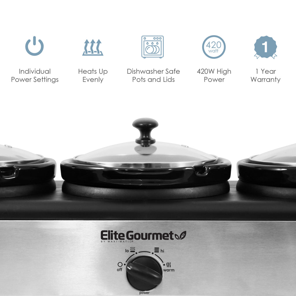 Z 7.5Qt. Triple Slow Cooker Buffet with Individual Lid Rests