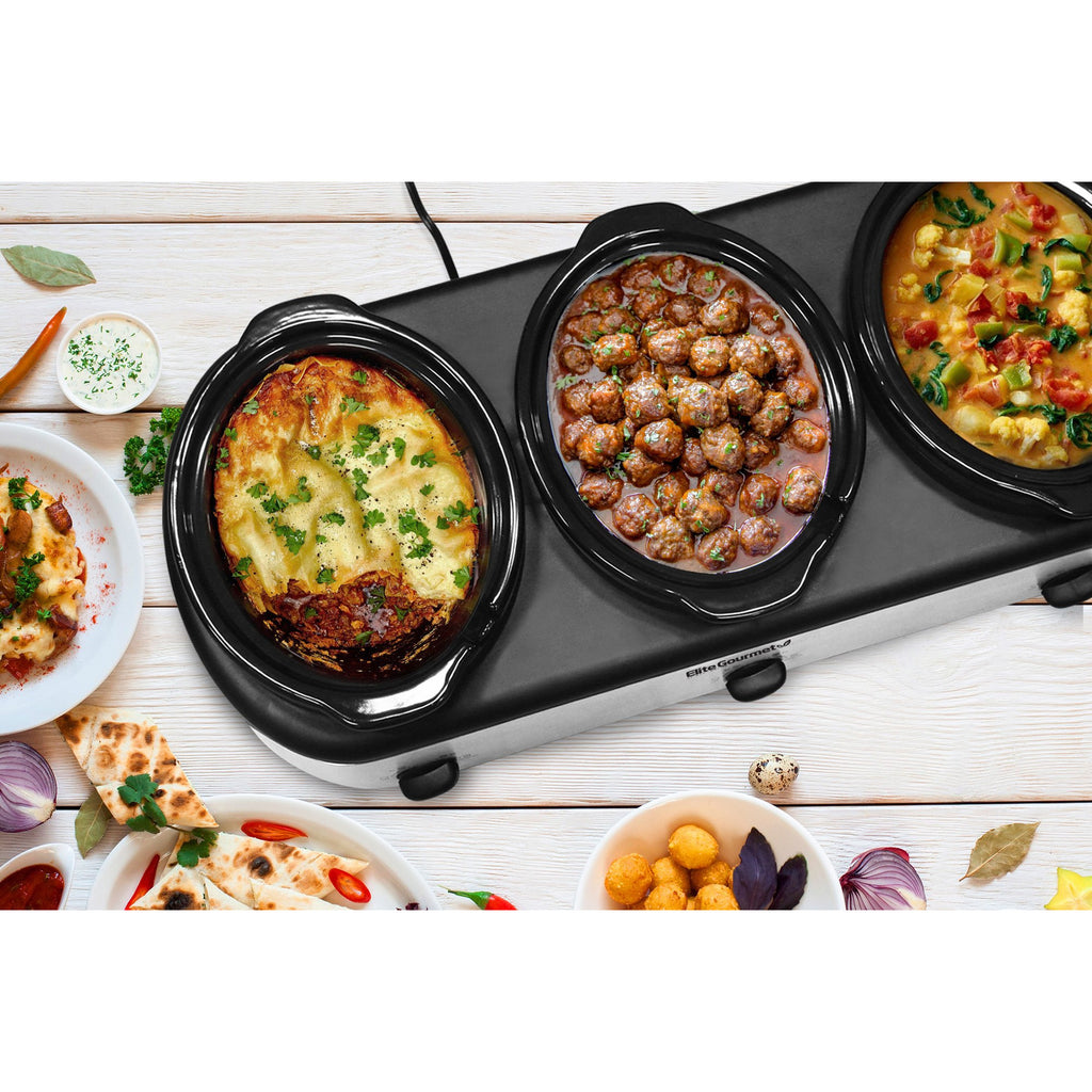 Z 7.5Qt. Triple Slow Cooker Buffet with Individual Lid Rests