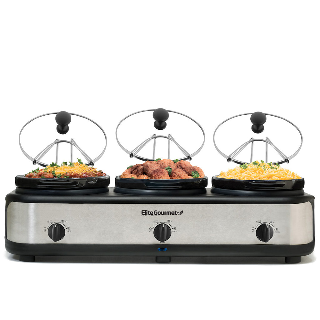 Z 7.5Qt. Triple Slow Cooker Buffet with Individual Lid Rests
