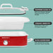 TEMPERED GLASS LID With Lock System, Rubber Gasket and Cool-Touch Handle. CERAMIC INNER POT Dishwasher-Safe with 3.5 Quart Capacity. SLOW COOKER BASE With Temperature Knob and Cool-Touch Handles. Image showing parts of slow cooker