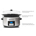 Dishwasher-Safe Tempered Glass Lid with Cool-Touch Knob.  Removable 8.5Qt. Dishwasher-Safe Ceramic Insert Pot, Brushed Stainless Steel body with Cool-Touch handles, easily wipe clean.