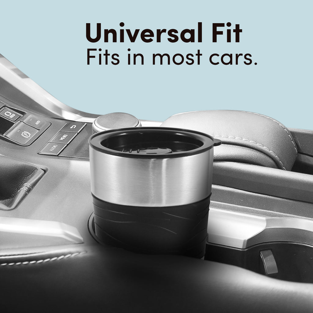 Universal Fit Fits in most cars. Mug in the car cup holder.