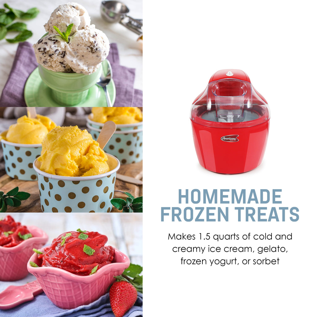 HOMEMADE FROZEN TREATS Makes 1.5 quarts of cold and creamy ice cream, gelato, frozen yogurt, or sorbet
