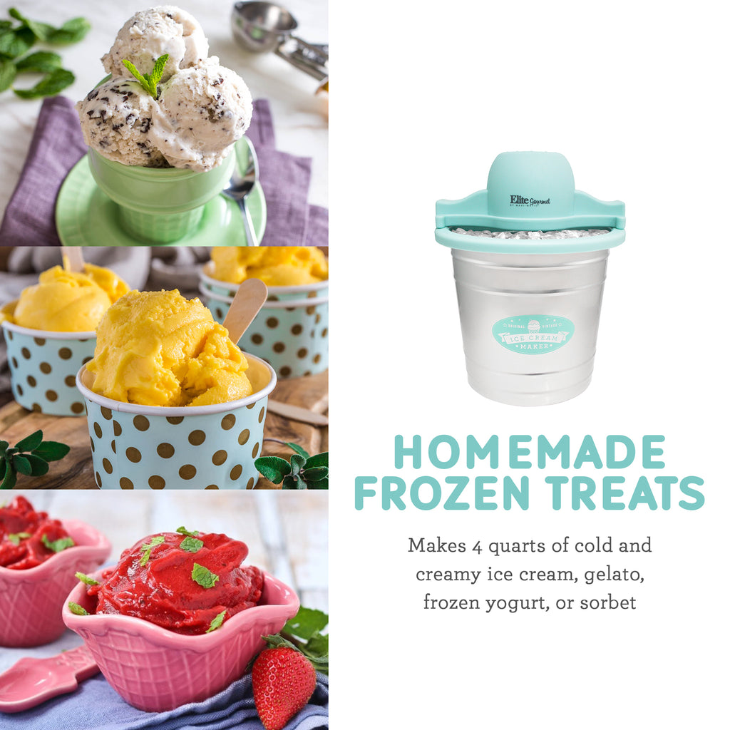 HOMEMADE FROZEN TREATS Makes 4 quarts of cold and creamy ice cream, gelato, frozen yogurt, or sorbet.