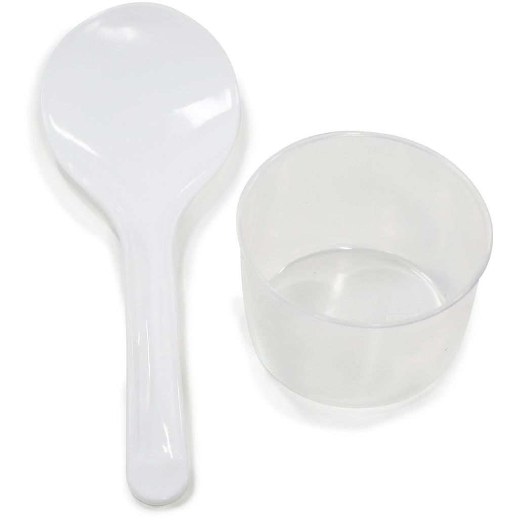 Rice spatula and measuring cup.