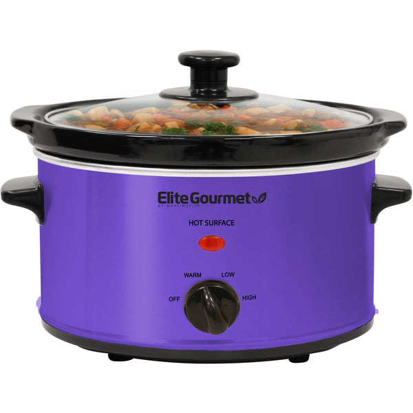 2 Qt. Oval Electric Slow Cooker with Glass Lid (Purple)